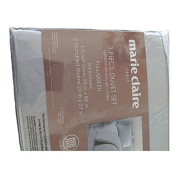 Marie Claire Paris Full/Queen 3pc Duvet Cover Set Gray Brand New - Picture 2 of 5